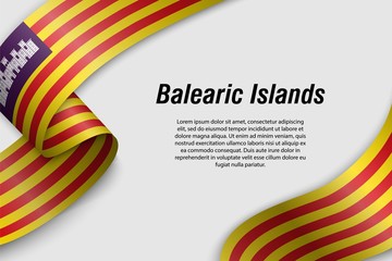 Fototapeta premium Waving ribbon or banner with flag Communities of Spain