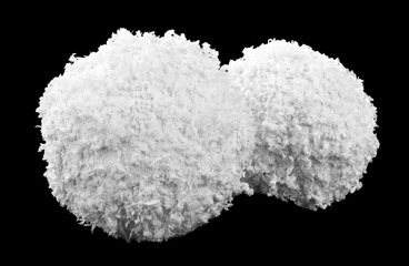 Snowball isolated on a black background close-up.