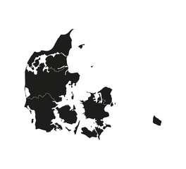 Denmark map on white background. Vector illustration.