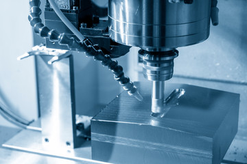 The CNC milling machine rough  cutting the injection mould parts with the indexable   endmill...