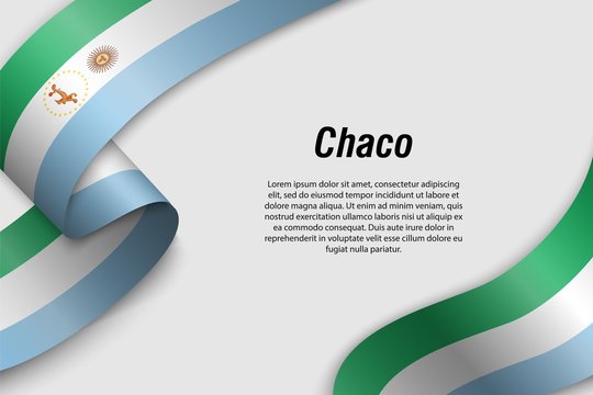 Waving ribbon or banner with flag Province of Argentina.