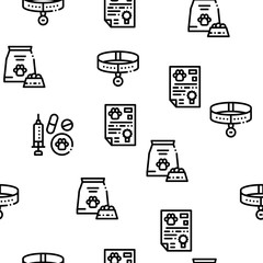 Pet Shop Seamless Pattern Vector Thin Line. Illustrations