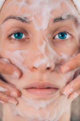 Facial Mousse Mask. Calming Beauty Treatment for Face