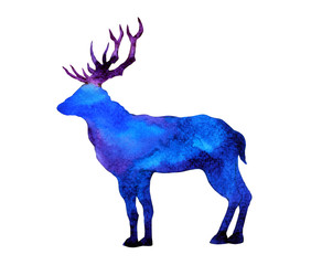 abstract art deer big horn watercolor painting illustration design hand drawing