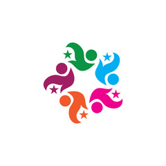 Social Network Team Partners Family Friends logo design vector