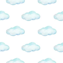 Fototapete Wolken Leichtes, luftiges Design Aquarell nahtlose Muster mit Wolken. Wird in Textilien, Papierprodukten, Geschenkpapier, Scheuerpapier und mehr verwendet.
