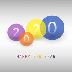 Best Wishes - Simple Colorful New Year Card, Cover or Background Design Template with Numerals - 2020