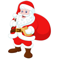 Santa Claus with a bag on white background