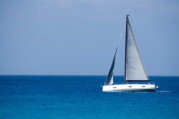 Fototapeta premium Sailing Turquoise Mediterranean sea Formentera island Spain