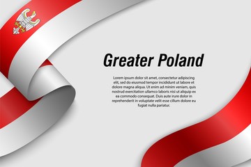 Waving ribbon or banner with flag Province of Poland - obrazy, fototapety, plakaty