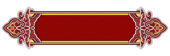 Traditional  Red And Golden Chinese Banner, Frame Of Cloud Texture 
