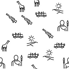 Safari Travel Seamless Pattern Vector Thin Line. Illustrations