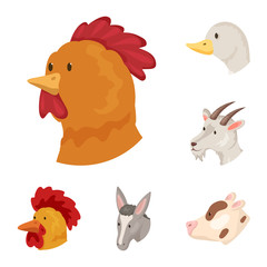 Isolated object of farm and head icon. Collection of farm and homemade stock symbol for web.