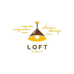 Loft Logo lustre and brick wall vector symbol