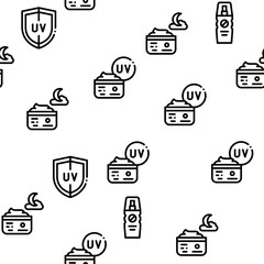 Sunscreen Seamless Pattern Vector Thin Line. Illustrations