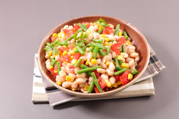 vegetable salad with white bean, green bean and tomato