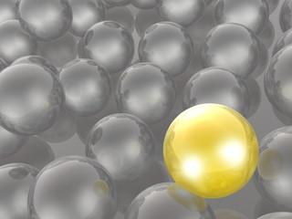 Yellow and grey spheres