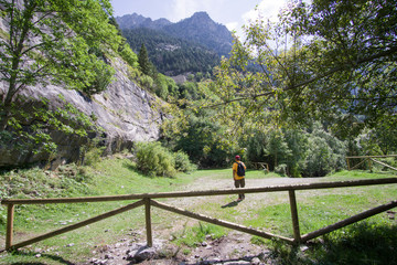 Fototapeta na wymiar Hiker at Boi valley Spain