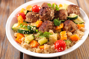 couscous with meatball and vegetable