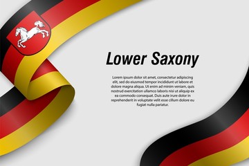 Waving ribbon or banner with flag State of Germany