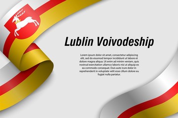 Waving ribbon or banner with flag Province of Poland