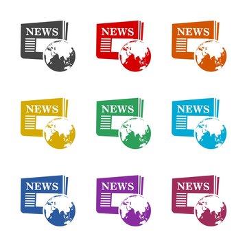 News color icon set isolated on white background
