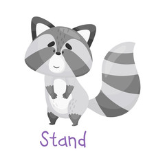 Pretty Little Raccoon Standing With Handwritten Inscription Stand Vector Illustration Cartoon Character