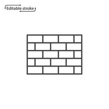 Brick wall line vector icon. Editable stroke.