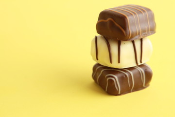 Delicious assorted bonbons cocoa chocolates from Belgium