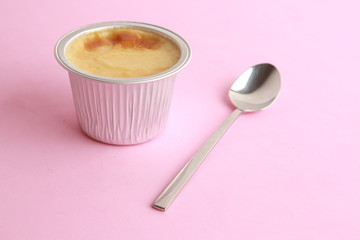delicious egg flan in aluminum container