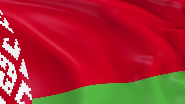 Photo realistic slow motion 4KHD flag of the Belarus waving in the wind.  Seamless loop animation with highly detailed fabric texture in 4K resolution.