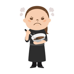 職種のイラスト。女性のショコラティエ。怒っている女性。
