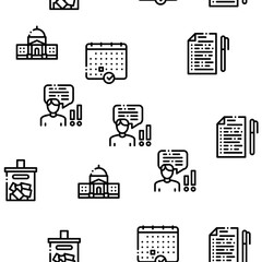 Voting And Election Seamless Pattern Vector Thin Line. Illustrations