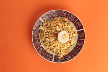Fideua dish Spanish typical food composed of pasta, fish and seafood