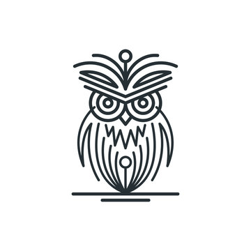 Owl Line art eye-catching teacher academy vector logo design high quality illustration. Line art logo design