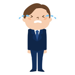 職種のイラスト。男性の会社員。涙を流して、泣いている男性。
