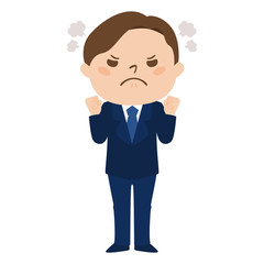 職種のイラスト。男性の会社員。怒っている男性。