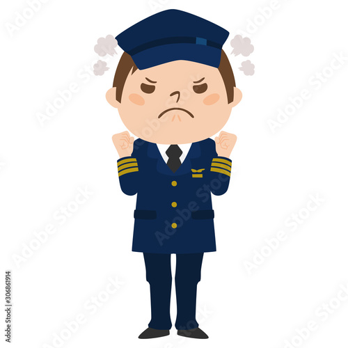 職種のイラスト 男性のパイロット 怒っている男性 Wall Mural Yukimco