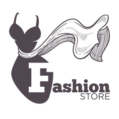 Fashion store or boutique isolated icon, female clothes store