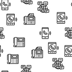 Voip Calling System Seamless Pattern Vector Thin Line. Illustrations