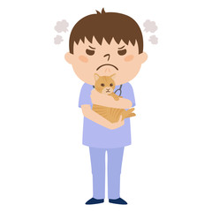 職種のイラスト。男性の獣医。怒っている男性。