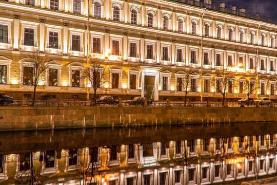 Russia. The historic center of St. Petersburg at night.