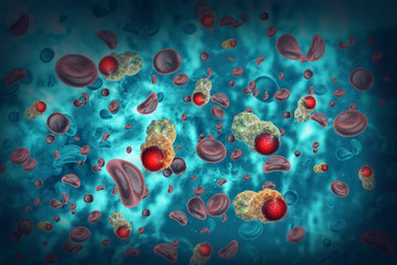 Cancer cells infected blood