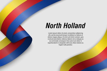 Waving ribbon or banner with flag Province of Netherlands