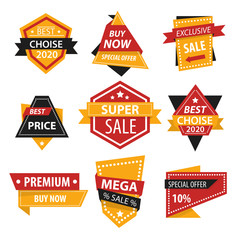 Best price and special offer isolated icons, sale and discount