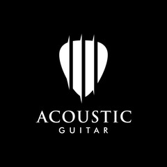 Acoustic guitar logo with guitar pick and guitar strings inspiration