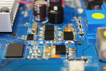 Fototapeta na wymiar Closeup of electronic circuit board or PCB printed circuit board