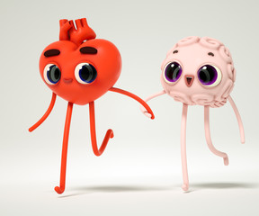 3d render heart brain go