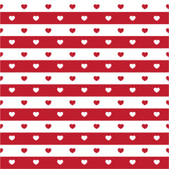 Heart shape pattern on red and white striped background