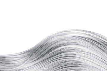 Gray hair wave on white background, isolated. Backdrop for creative. Copy space